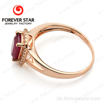 Natürliche Ruby Damen Ring 18k Gold Fingerring